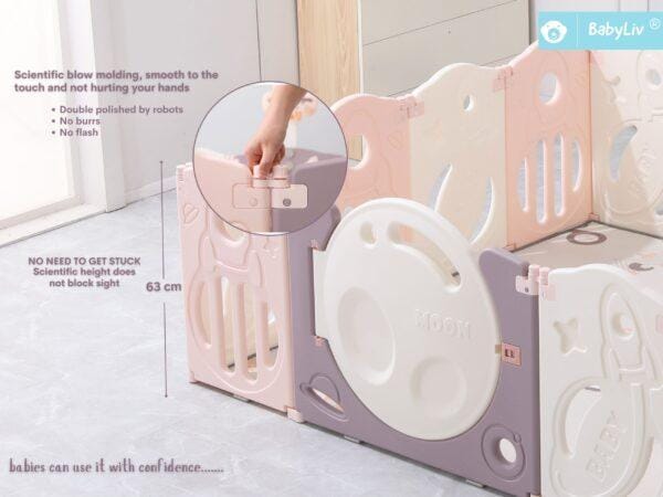 BabyLiv® 18+2 Panel Playpen with Ultra Soft Mat and Basketball Set. Kids Activity Centre Safe & Spacious Play Yard for Home Indoor Outdoor, Ball Pool Area for Toddlers(Pink). ISO 9001:2015 CERTIFIED, CE CERTIFIED