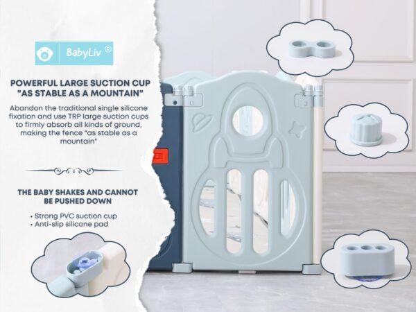 BabyLiv® 18+2 Panel Playpen with Ultra Soft Mat and Basketball Set. Kids Activity Centre Safe & Spacious Play Yard for Home Indoor Outdoor, Ball Pool Area for Toddlers(Blue). ISO 9001:2015 CERTIFIED, CE CERTIFIED